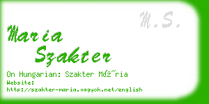 maria szakter business card